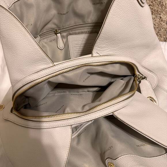 Coach Edie Mini Stud Chalk Pebbled Leather Shoulder Bag Purse 34335 - Picture 6 of 8